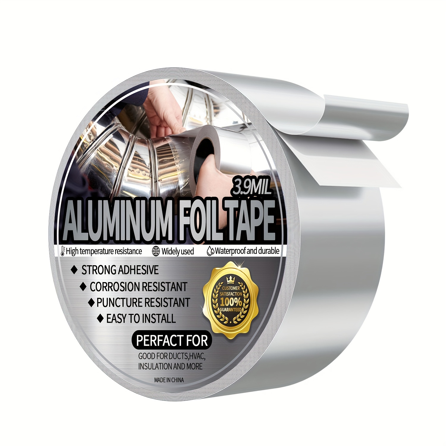 

Aluminum Foil Duct Tape, Heavy Duty, High-temperature Sealing And Repair, Suitable For Hvac, Air Duct, Metal Repair, Foam Board, Insulation Material, Dryer Vent, Etc., 1.9 Inch X 20 Yards, Silvery