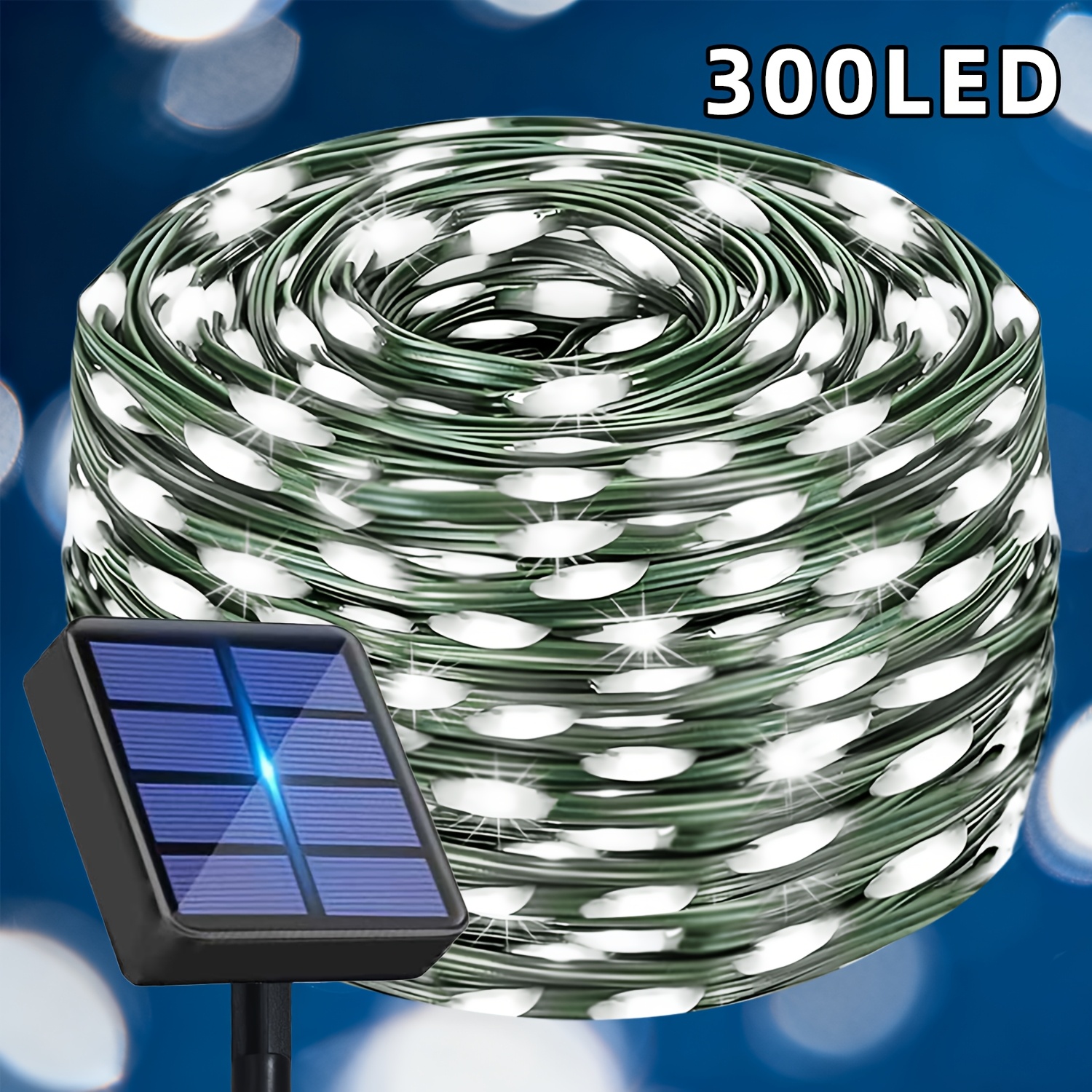 Image of Solar Outdoor String Lights 1 Set 100/200/300 Led, 12 Lighting Fairy Lights - Warm/white/colorful, Perfect For Patio Garden Fence Wedding Party Decoration,halloween/christmas Decor