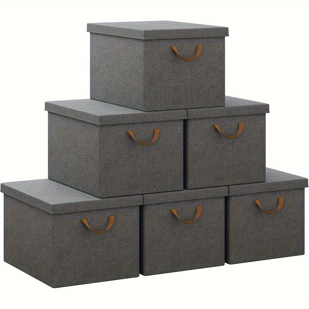 6pcs Large Foldable Fabric Storage Bins With Lids - Organizer Boxes For Clothes,, And Duvets - 48x30x36cm, Storage Solution | | Containers, Closet Organizers And Storage