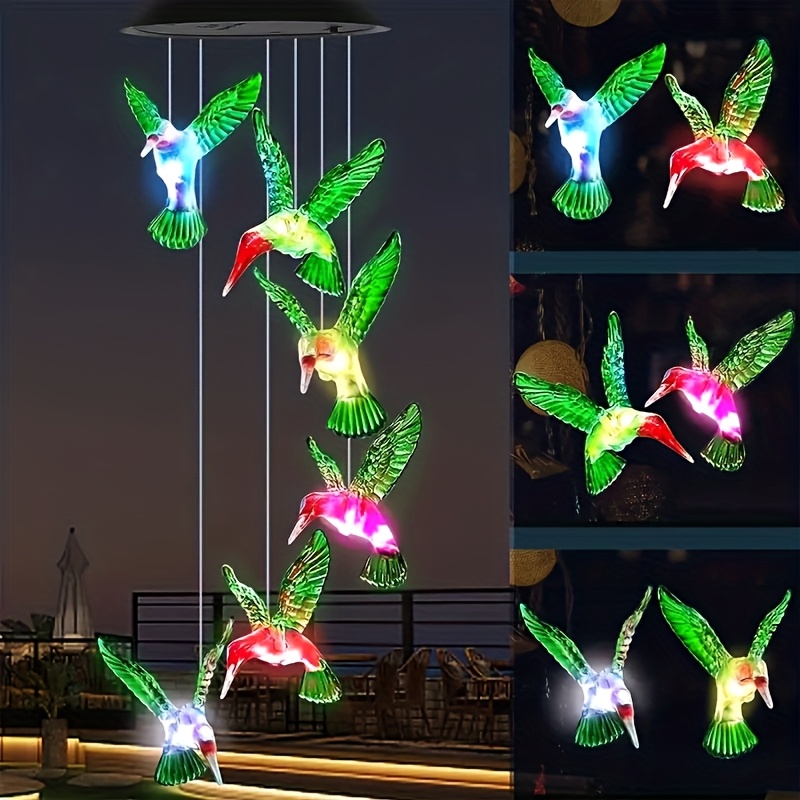 TEMU Solar Hummingbird Wind Chimes Waterproof Outdoor/indoor, Birthday Gifts For Mom Grandma, Mother Outdoor Decor, Yard Decorations, Memorial Wind Chimes, Best Gifts