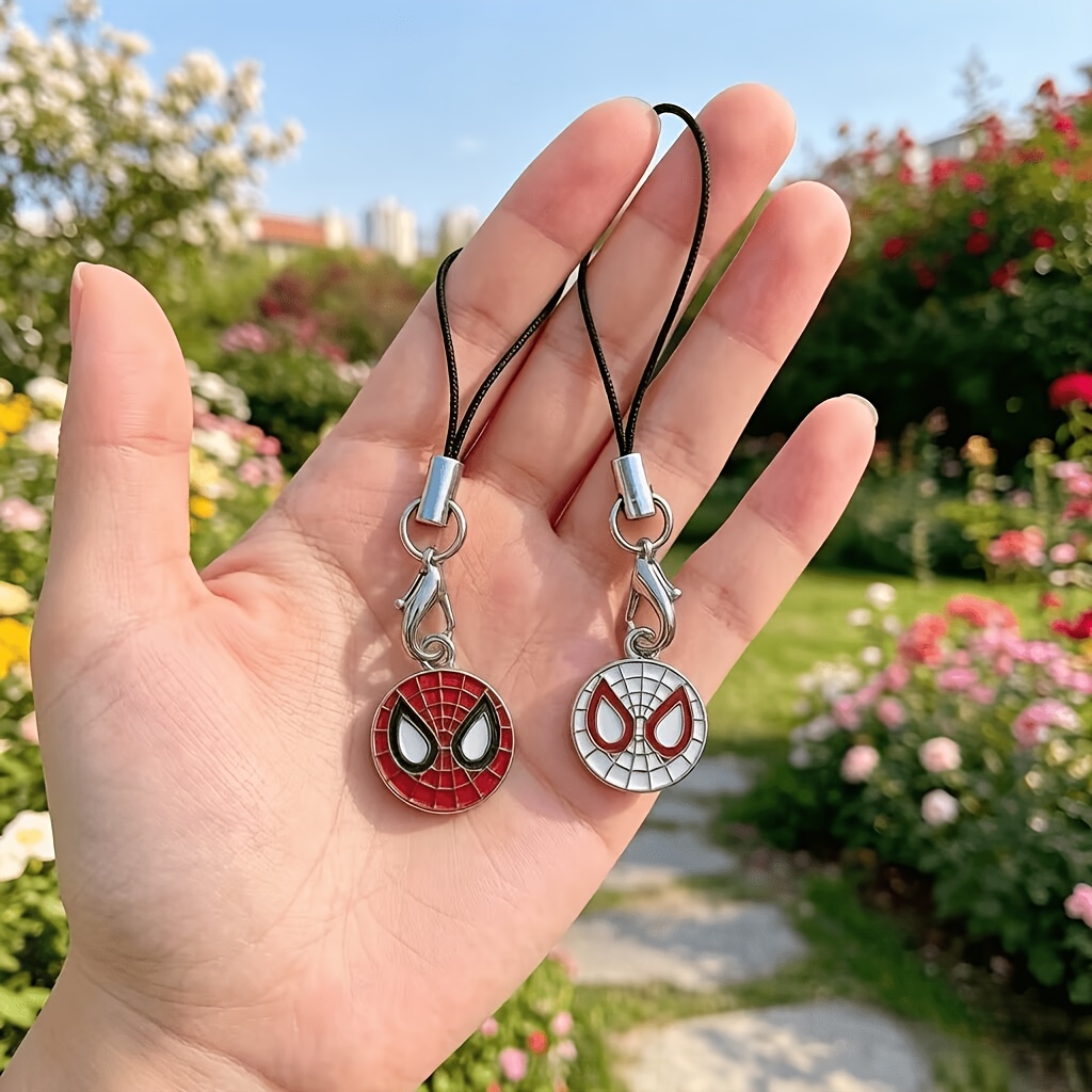 TEMU Spider-man 2pcs Car Keychain Pendant, Travel Bag Charm, Backpack Decoration, Phone/usb Drive/camera Decorative Accessory, , Durable Material,