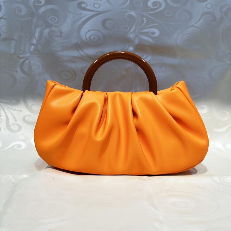 Elegant White Pleated Cloud Satchel - PU Leather Underarm Shoulder Bag, Magnetic Closure, Polyester Lined, Guangzhou Crafted