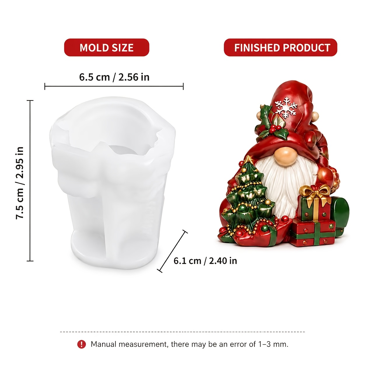 TEMU Stampo in silicone resina, stampo in silicone a forma di natalizio elfo che regge un regalo, di resina a , cera, stampo in silicone per argilla