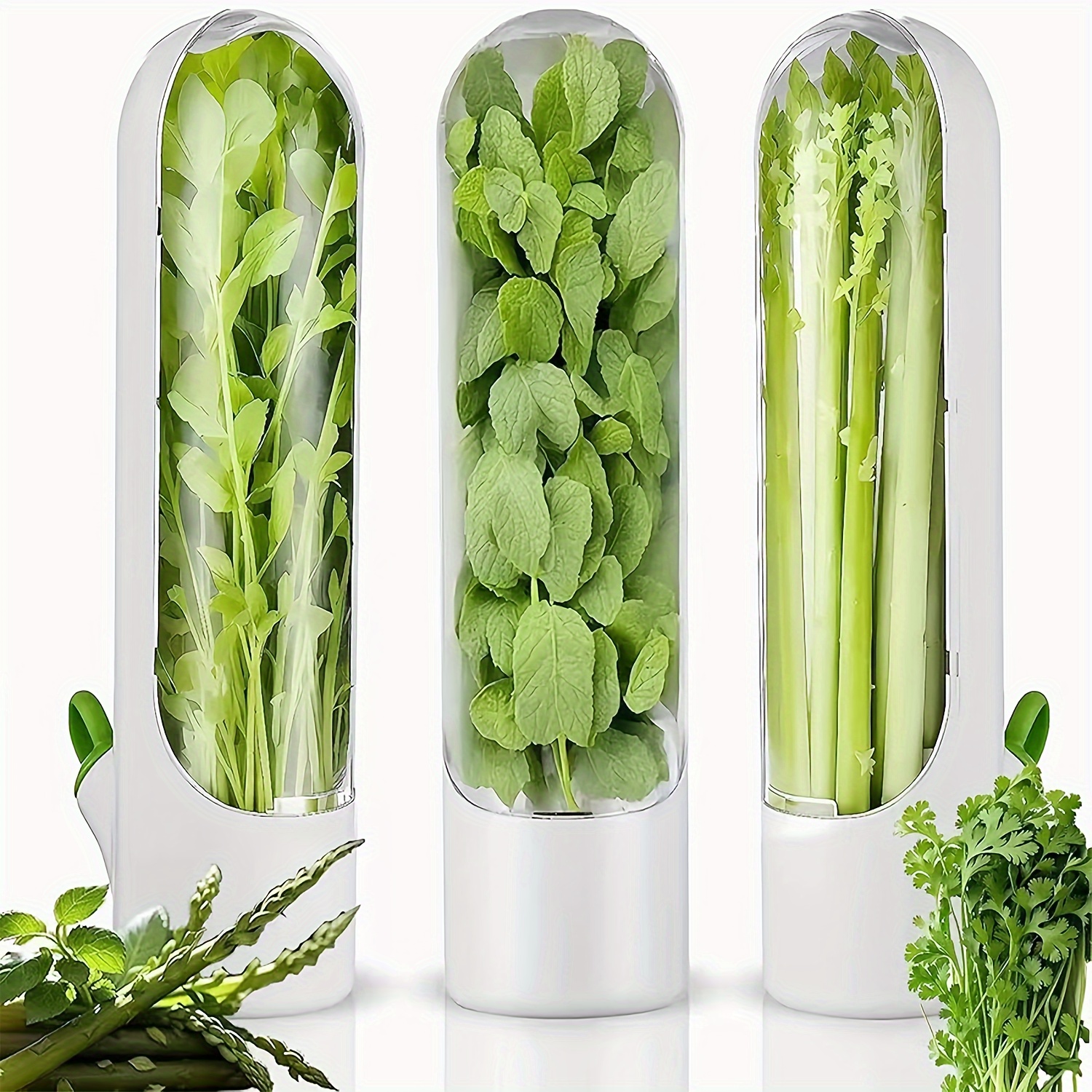 

1pc Herb Saver Pod For Refrigerator - Freshness Extender For Vegetables, Ideal For Mint, Cilantro, Parsley & Asparagus, Space-saving Kitchen Organizer, Plastic Food-safe Herb Storage Container
