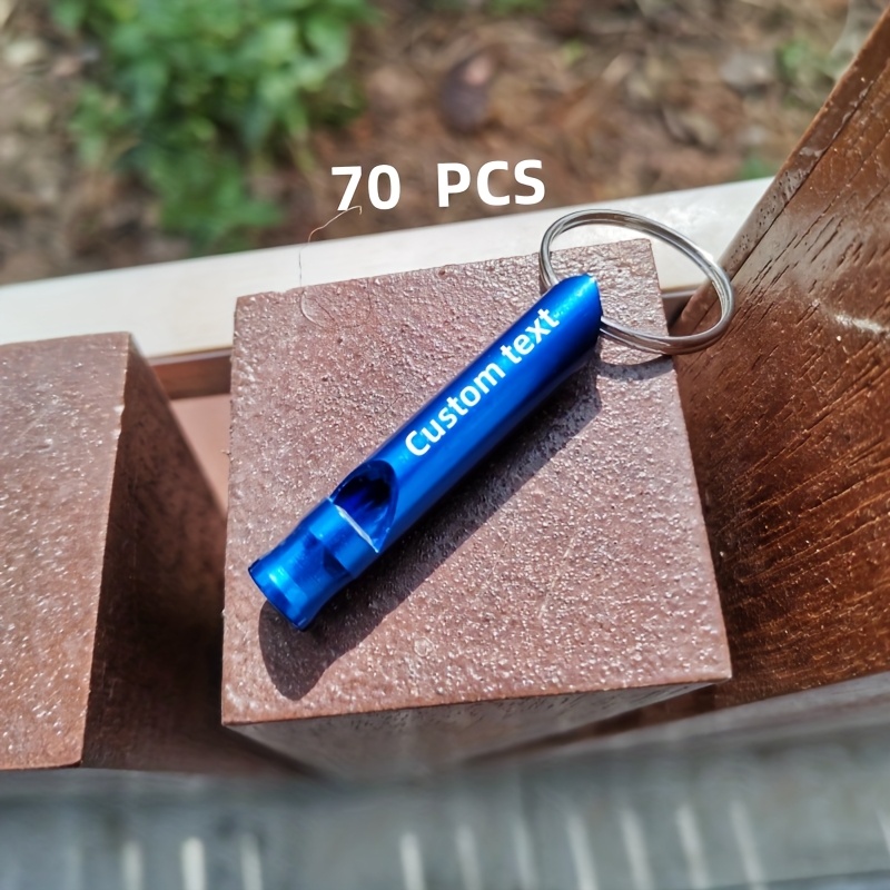 70 Custom Engraved Aluminum Alloy Whistle Keychains
