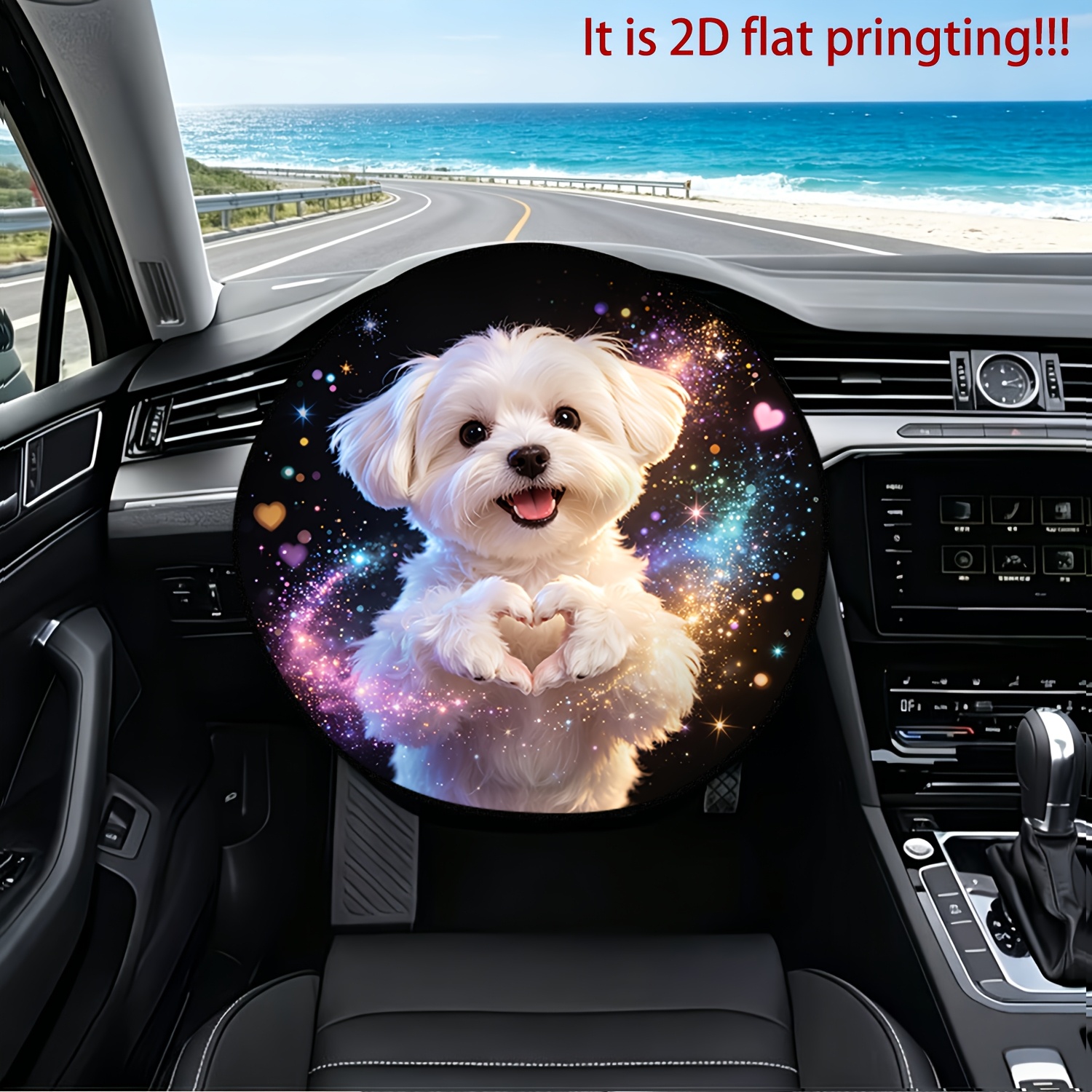 TEMU Coprivolante 1 pz con stampa a cuore e cane maltese, mantiene fresca e , con isolamento termico, protezione parasole e resistenza alle alte