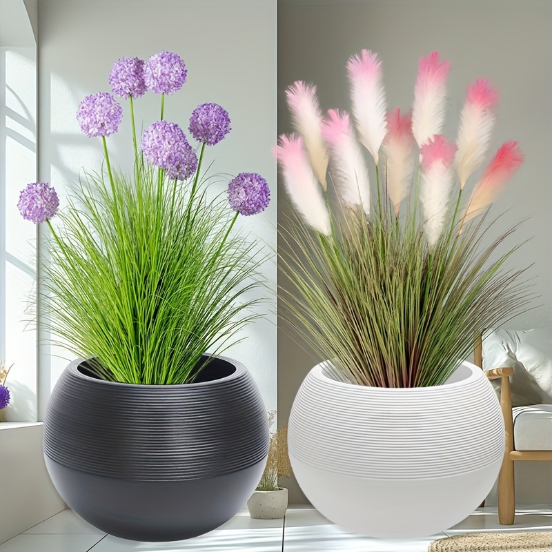 Extra Large Artificial Rock Spherical Plant Plastic Pots, Durable Threaded and Tree Pattern Combination, Suitable for Faux Plants, Flowers, and Easy-to-Care Greenery, Indoor/Outdoor Use, Ideal for Garden, Living Room, Balcony, Courtyard, Outdoor Ent