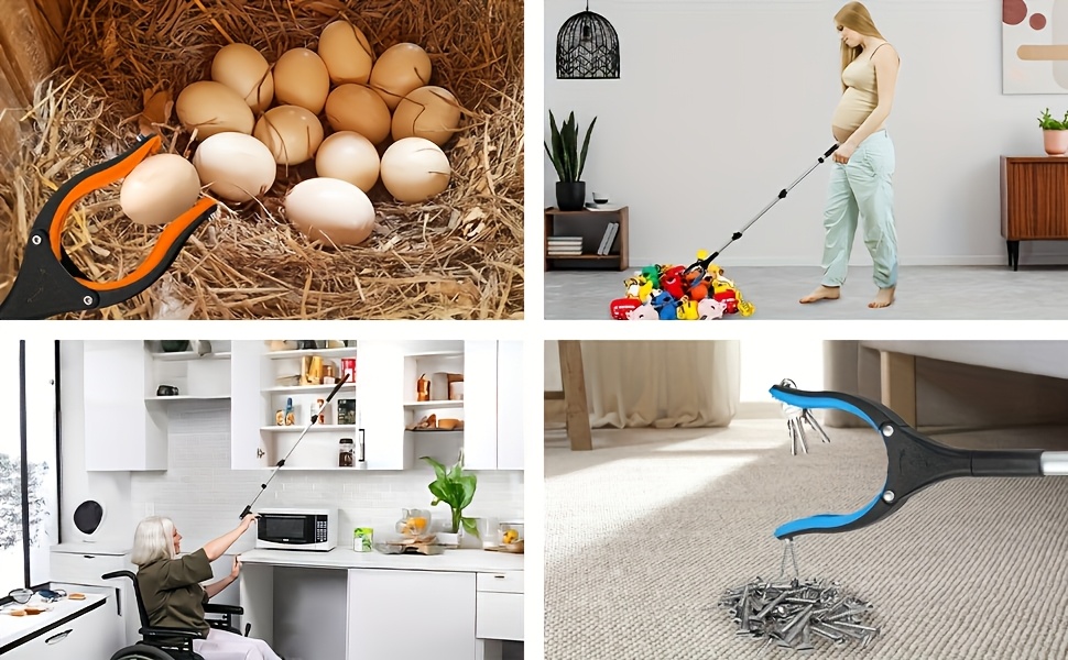 A Super Long 43-Inch Grabbing Tool with a Magnetic Tip, a Foldable Litter Picker, Lightweight Aluminum Arm Extender, Multi-Angle Grabbing, Non-Electric Litter Picker for Seniors - Perfect for Bedrooms, Bathrooms, Kitchens, Patios, And Floors.