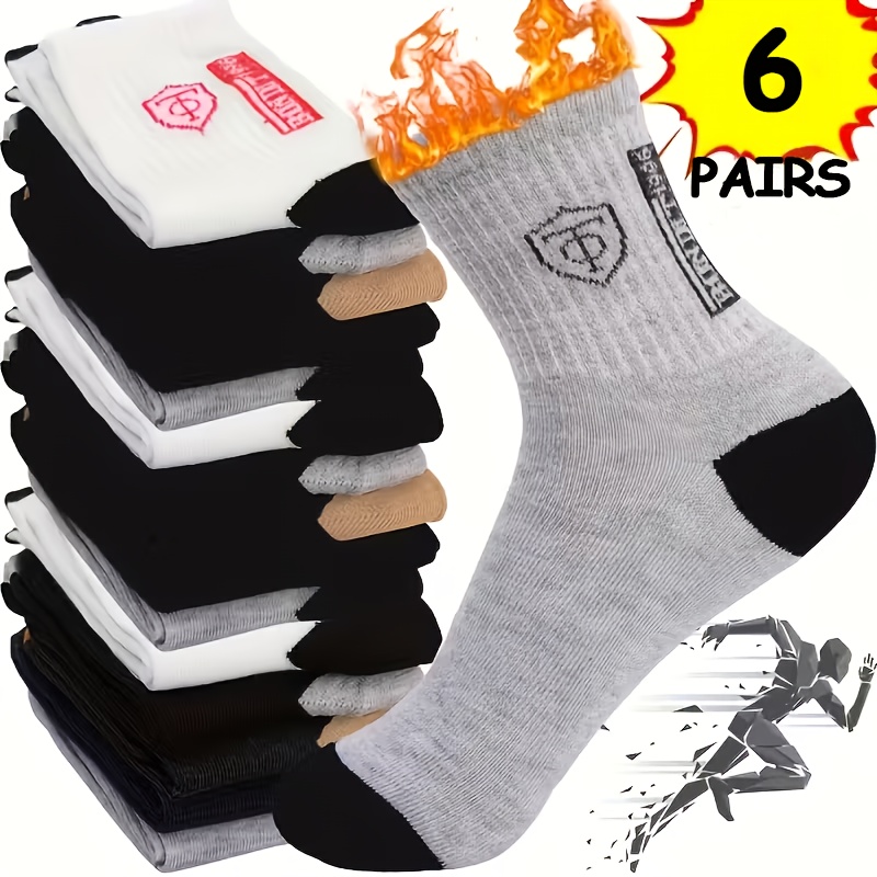 Image of 12pcs (6pairs) 's Mid Length Socks For Autumn And Winter, Colored, Sweat Absorbing And Breathable Versatile Casual Socks, Suitable For Outdoor Sports And Leisure, Suitable For