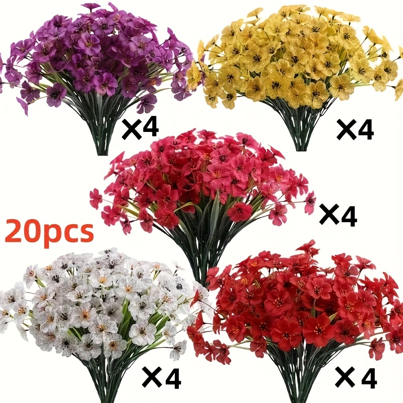 20 bundles of uv resistant artificial   vibrant purple yellow red and white