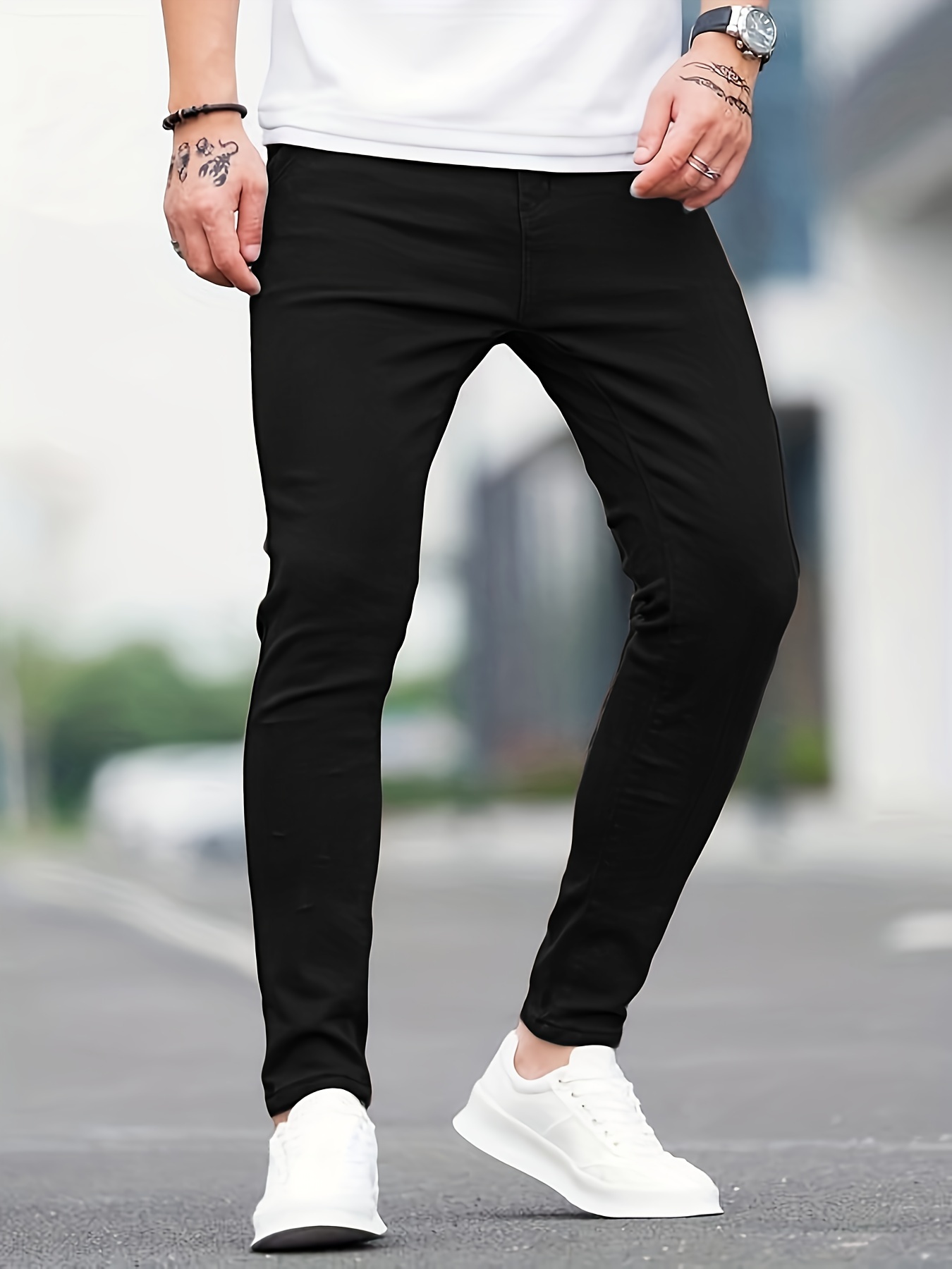 Slim Fit Washed Jeans Men's Casual Street Style Medium - Temu