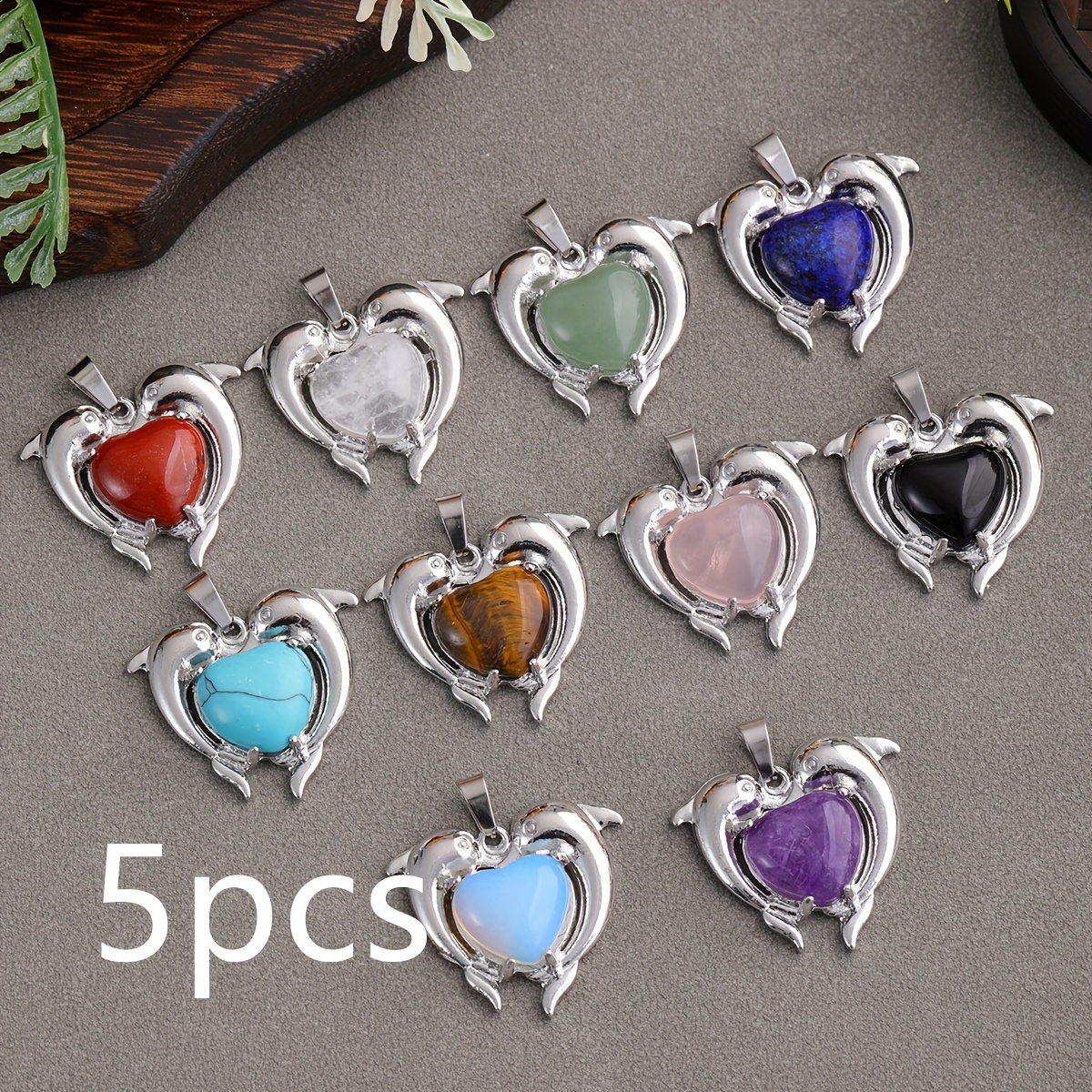 TEMU 3/5pcs Charming Dolphin Heart Pendant Encouragement With Smile - Perfect Gift For (random Color Matching)