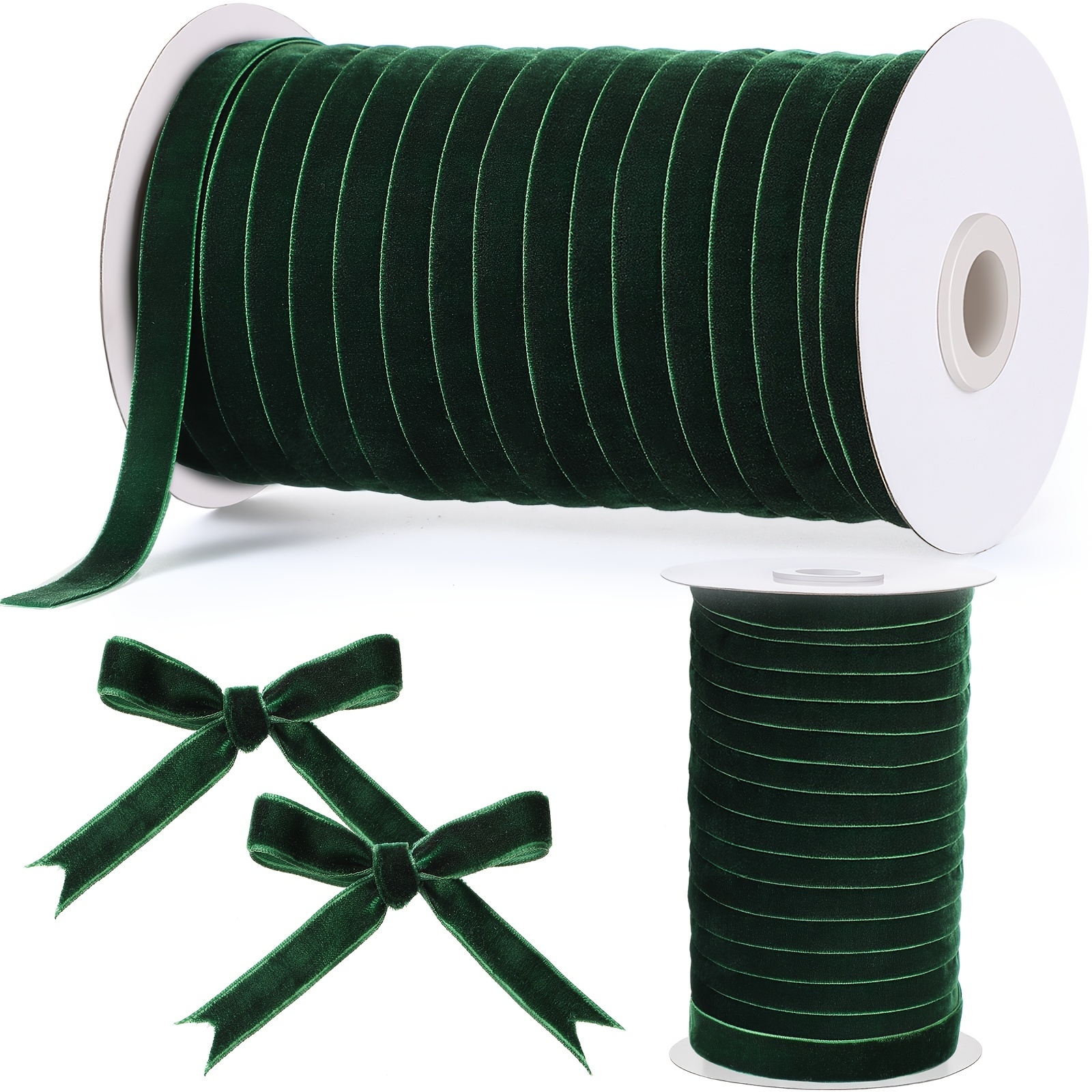 

Ribbon Spool Vintage Velvet Ribbons Roll For Wedding Invitations Bridal Flower Bouquets Gifts Wrapping Diy Crafts Green 3/8 Inch 60 Yard