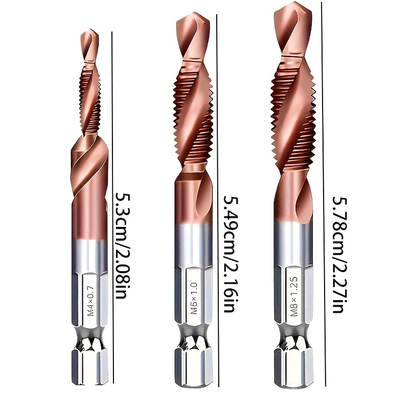 Heavy Steel Milling And Tapping Tool Set, Including Countersink And Deburring Tools - Metric Sizes In Sizes, 1/4 Inch Hex Shank