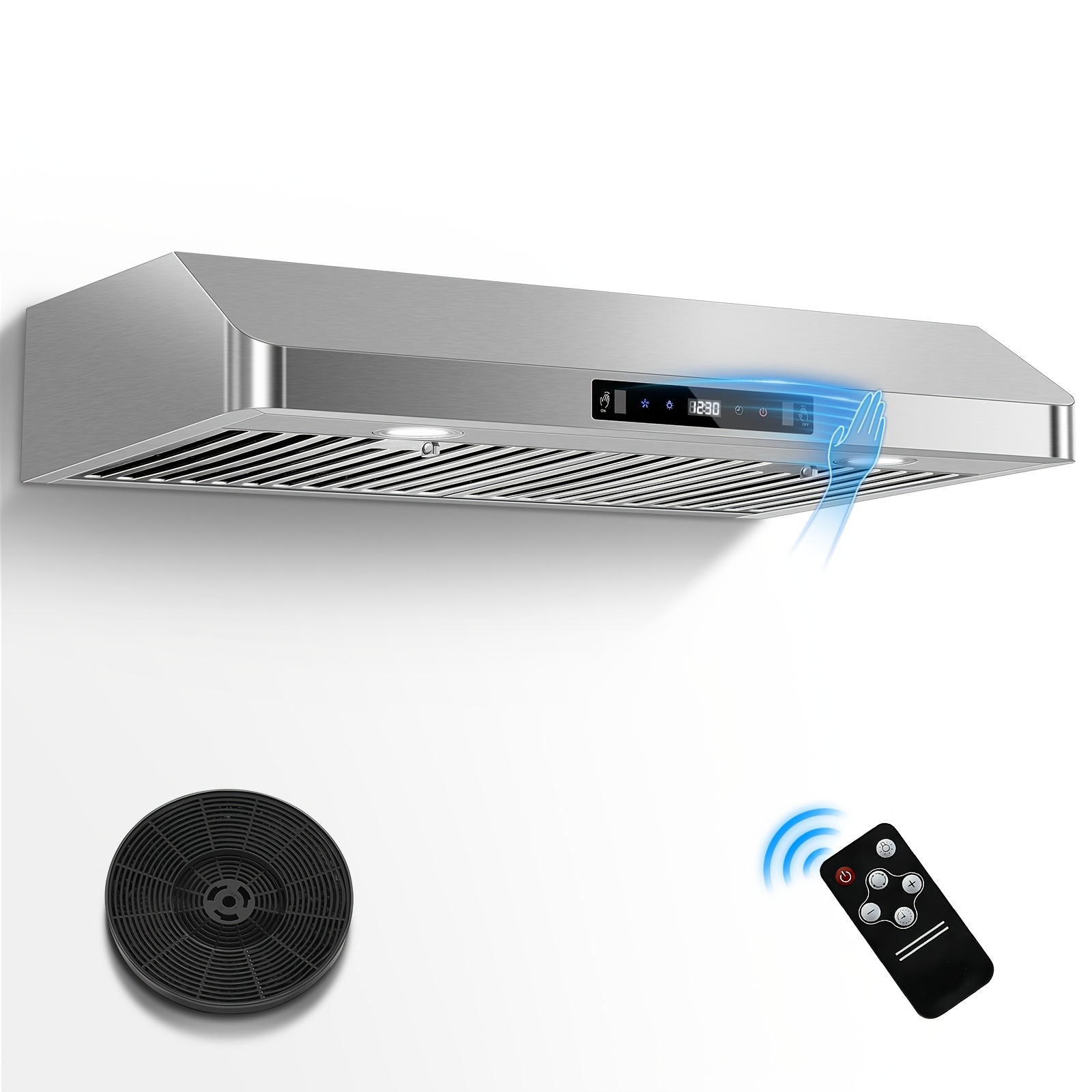 TEMU 30 Inch Under Cabinet Range Hood, 700 Cfm Stainless Steel Kitchen Exhaust Hood, 3-speed Fan With Touch/ Gesture/ Remote Control, 3 Air Vents, 2