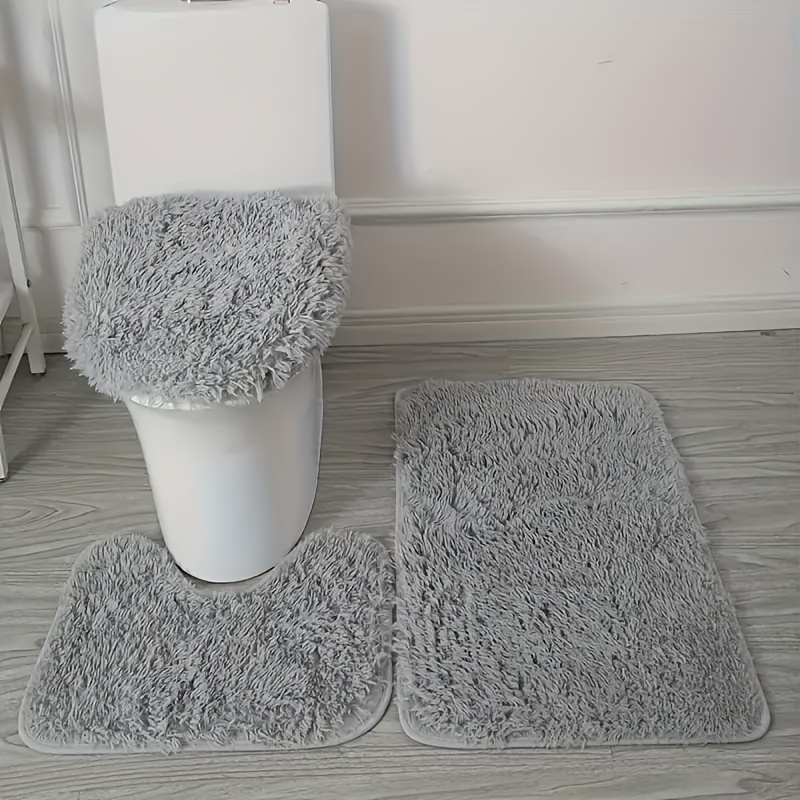 TEMU 3pcs Set Of Solid Color Bathroom Rugs, Solid Quick Absorbent Bathroom Mats, Strong Anti-slip, Machine Washable, Quick Dry, Relaxing , Suitable