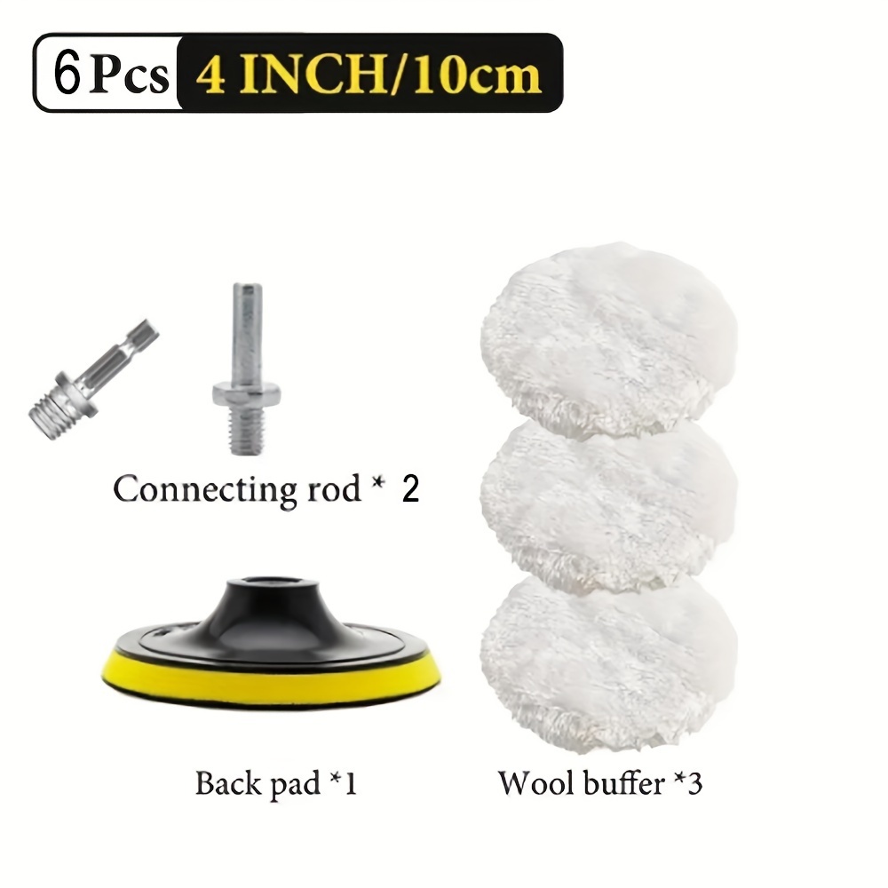 TEMU 6pcs -density -adhesive Polishing Pad Set - For Paint Waxing, Wool Wheels & Car