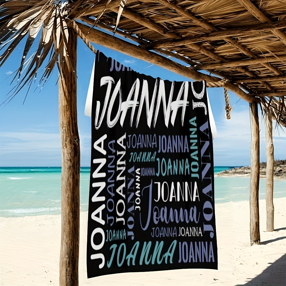 TEMU 1pc Personalized Name Beach Towel, Beach Towel With Name, Ultra Soft, Quick-dry, Microfiber, Large Size, Super Absorbent, Beach Party, Outdoor