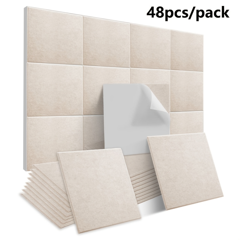 Image of 48pcs Pack, Camel-colored, 30cm X 30cm Sound-absorbing Foam Board, Suitable For Studio Soundproofing, Noise Reduction, And Acoustic Wall Panels For Recording , Offices, And Homes.