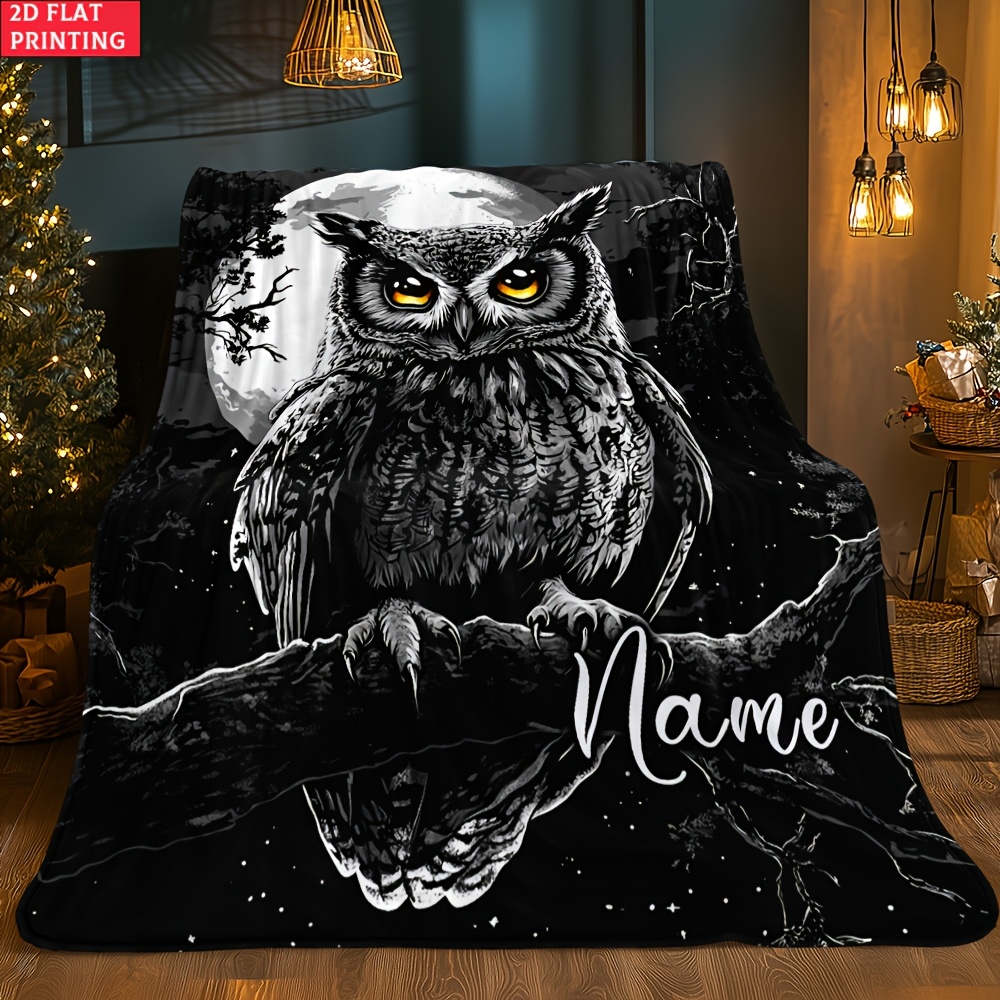 TEMU 2d Flat 1pc Custom Name Black- Blanket-lightweight Flannel Home Furnishings Bedding Blanket Suitable For Sofas, Beds, Travel, Camping, Living