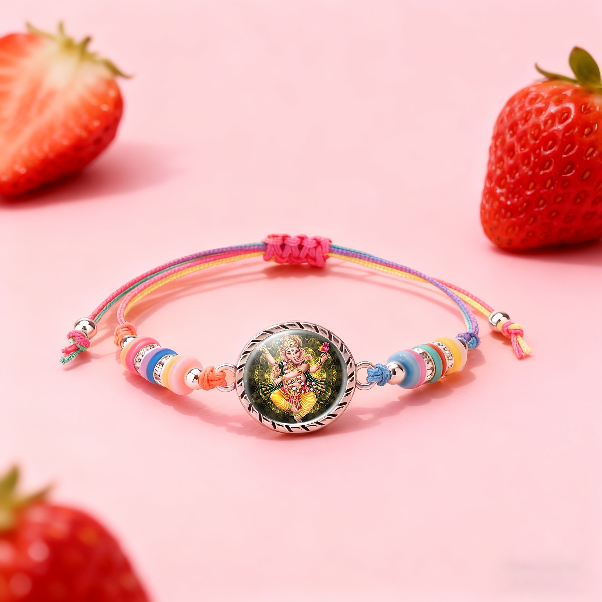 Multicolor Ganesh Ganesha Bead Bracelet, Adjustable Gift