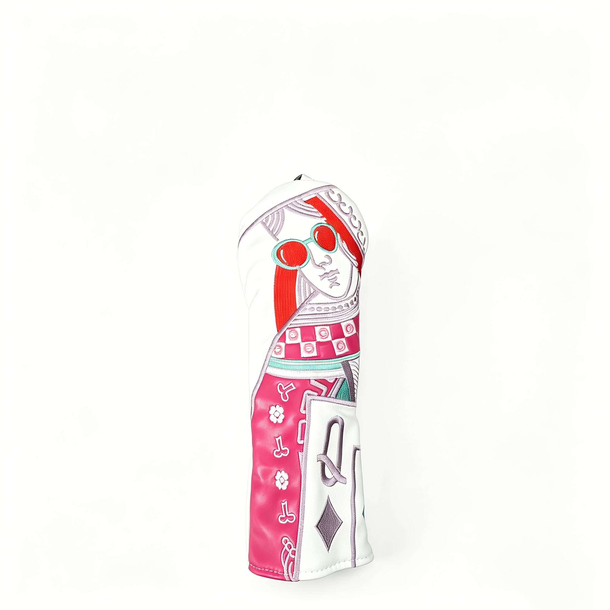 TEMU Fashionable Golf Headcover With Floral Patterns, Waterproof And Wear-resistant Club Sleeve, Cartoon Playing Card Design Wooden , Lightweight And