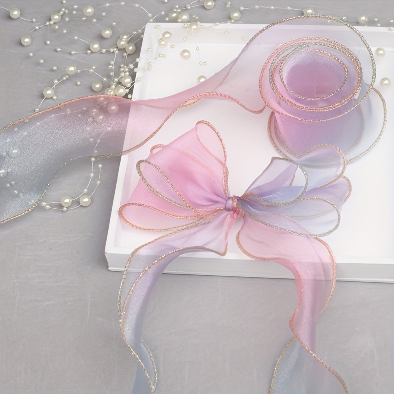 5m Gradient Rainbow Tulle Ribbon With Wavy Edge - Perfect For Gift Wrapping, Floral Arrangements & Christmas Decorations