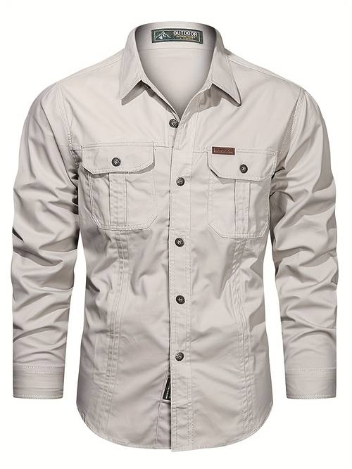 mens casual outdoor casual sports long sleeve shirt 100 cotton featuring multiple pockets and a lightweight design for spring and autumn