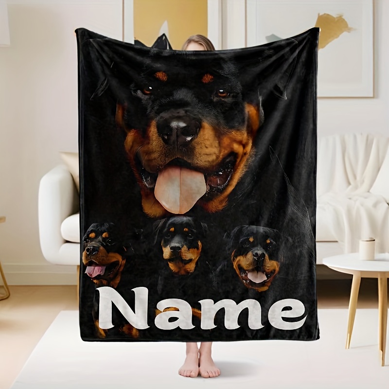 

1pc Dog Fleece Blanket, Personalized Name, , , -allergen, , Washable, , , 200-250gsm, - Bedding