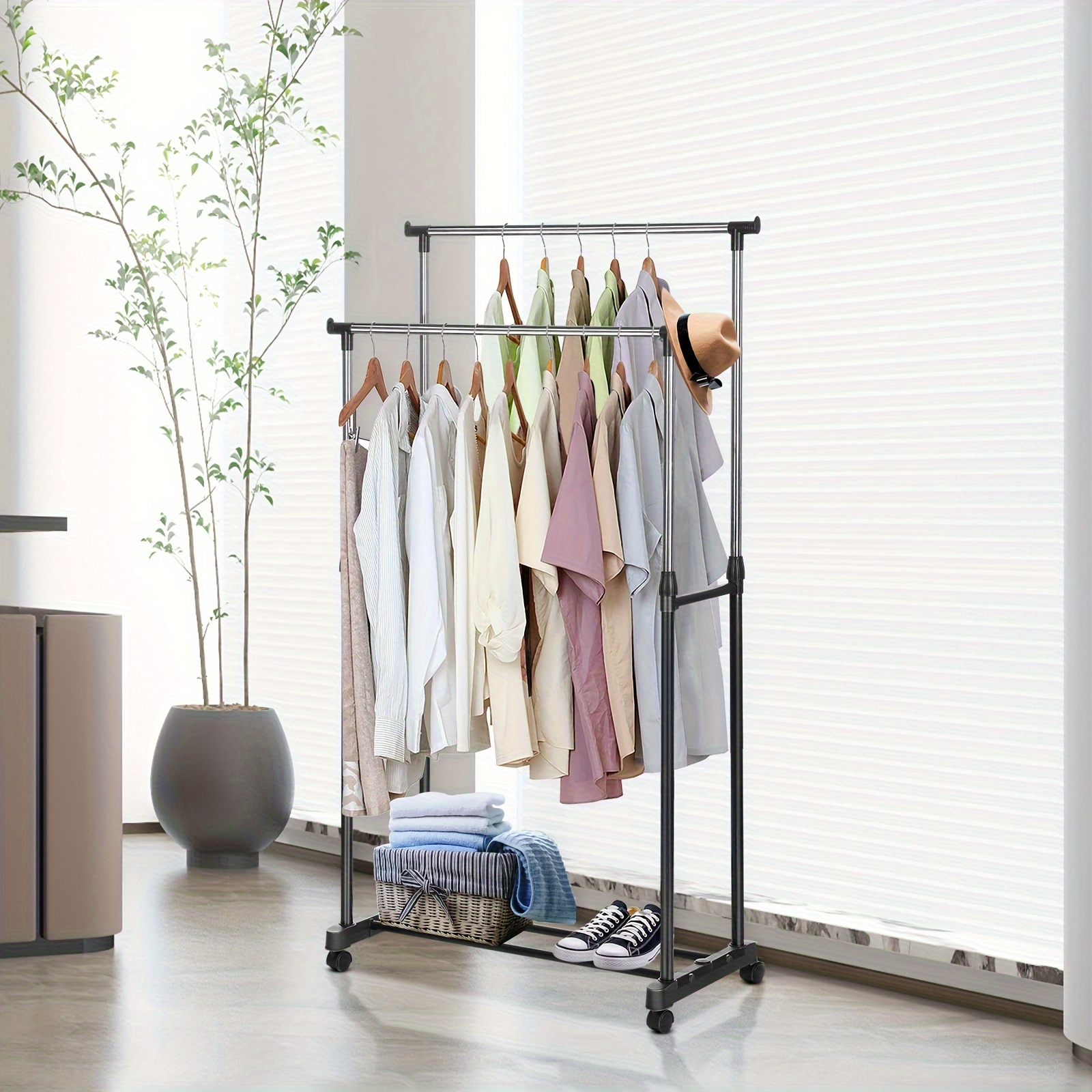 Double 2024 Hanging Rolling Adjustable Rack