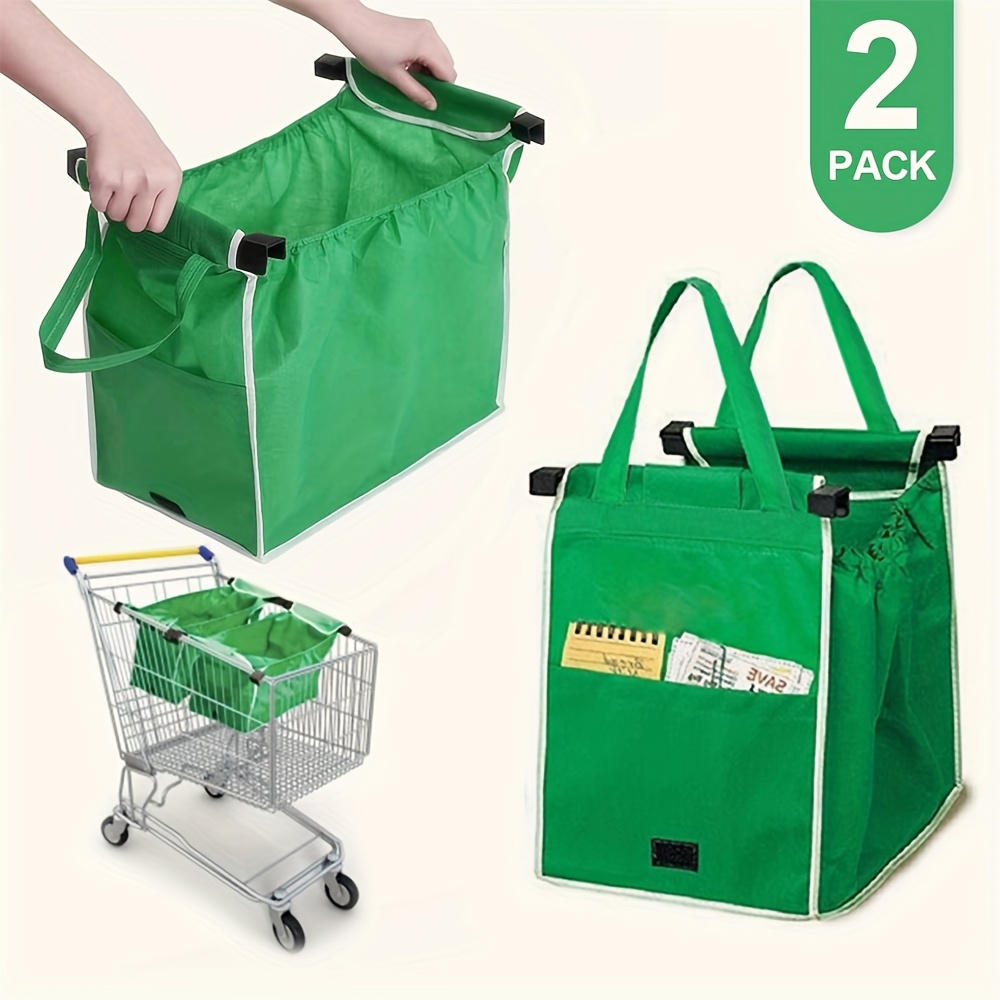 

2- Heavy-duty Grocery Shopping Cart Bags, Large Capacity Foldable Tote With Sturdy Handles, Retail Store Equipment, Multipurpose Kitchen Storage, Ideal Christmas Gift