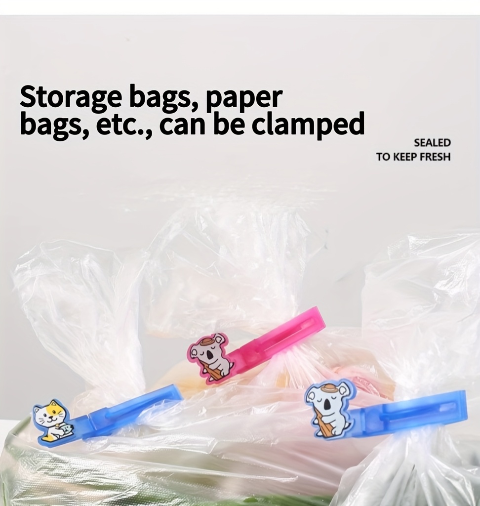6 pack cute animal pattern plastic food bag clips kitchen seal clamps for bags tea milk snack sealing tool   accessories Product details 12