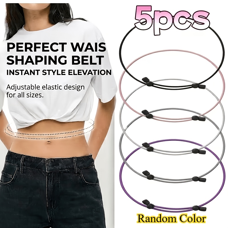 TEMU 5pcs Ceintures invisibles élastiques pour femmes, sangle de contrôle du ventre ajustable, bande de rehaussement anti-bouffant pour hauts amples