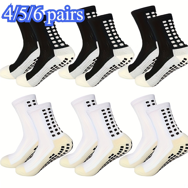 

4/5/6pcs Men's Anti-slip Athletic Socks - , Breathable & Sweat-wicking For Soccer, Basketball, Running | Crew Grip Design For Traction