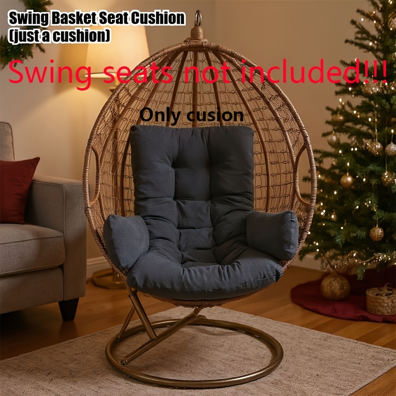 TEMU Bohemian Style Swing Chair Cushion With Armrests - Heavy-duty Indoor/seat Cushion, Black/light Gray, Softly Padded. Suitable For Hanging Chairs,