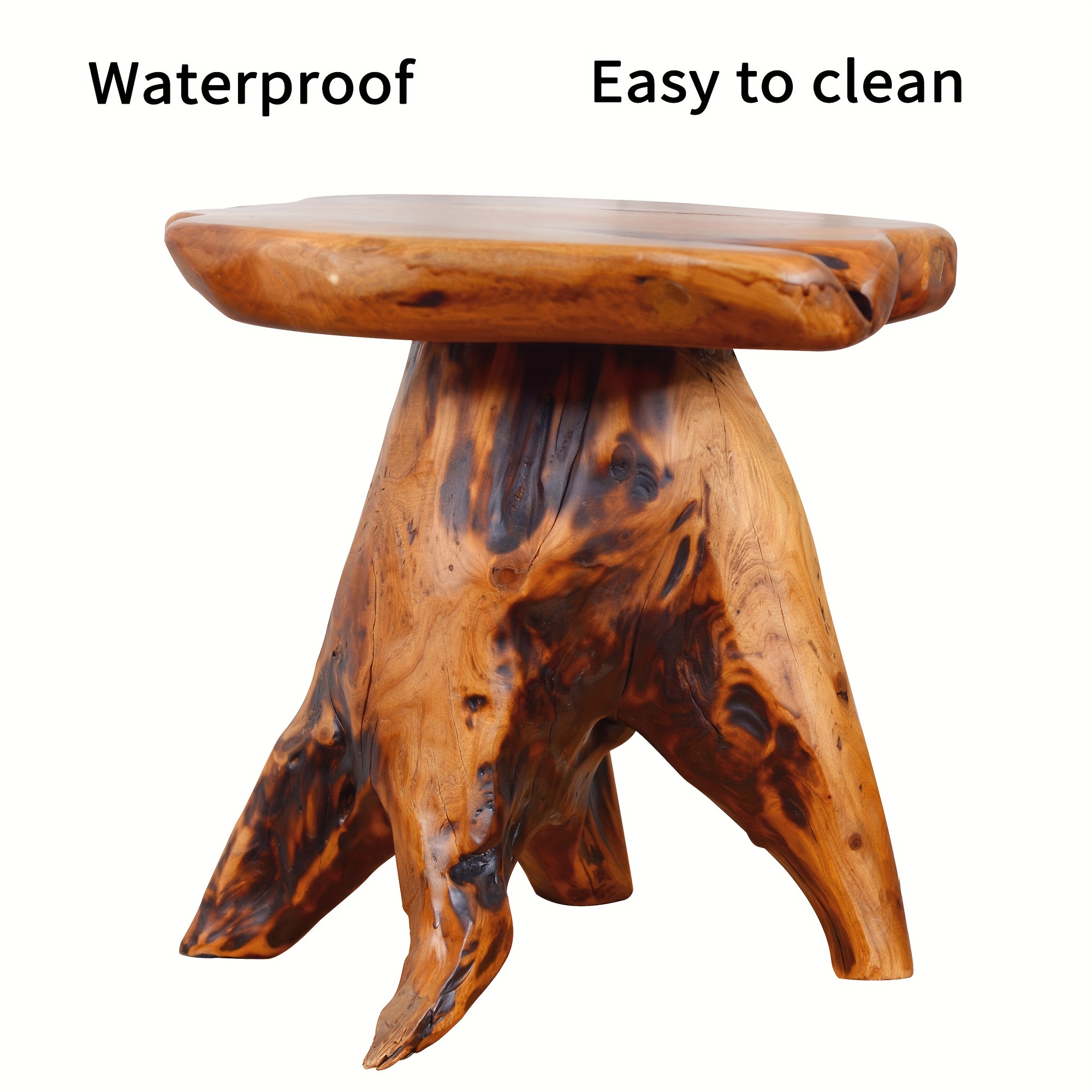1pc Natural Edge Solid Fir Wood Stool - Rustic Tree Stump Design Indoor/Outdoor Side Table, 280lb Weight Capacity, High Quality Easy-Clean Surface, Versatile for Home, Restaurant, Patio, Living Room Decor, Indoor Outdoor Furniture | Natural Aesthetic | Durable Construction, Solid Wood Furniture