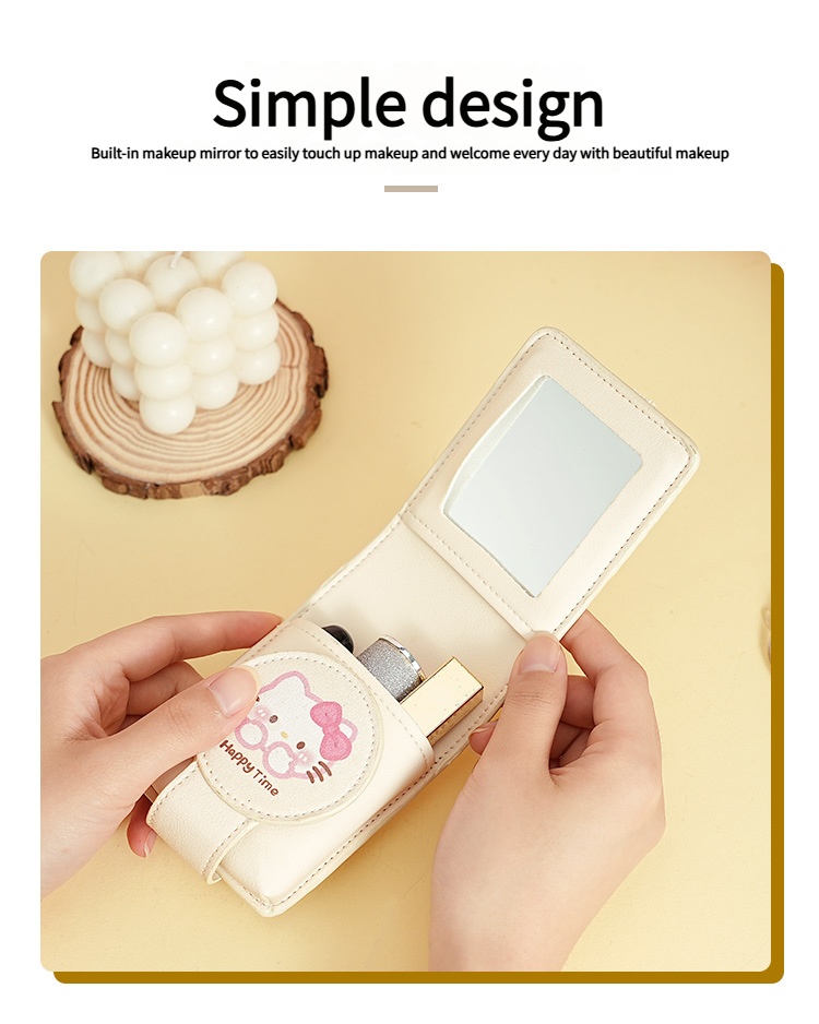 for   lipstick storage bag with   kawaii travel organizer friendship gift for college women foldable design with cute character print white pink accents   graduation season lipstick holder   accessory durable zipper closure Product details 1