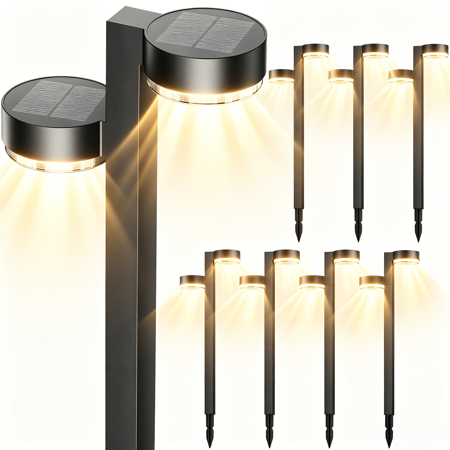 Image of 4/8 Pack Solar Lights Outdoor Garden, 2-in- Bright 3500k Warm White Solar Lights For Outdoor Use With 24 Leds, Auto , Solar Garden Lights For Path, Lawn, Yard, Patio, Balcony