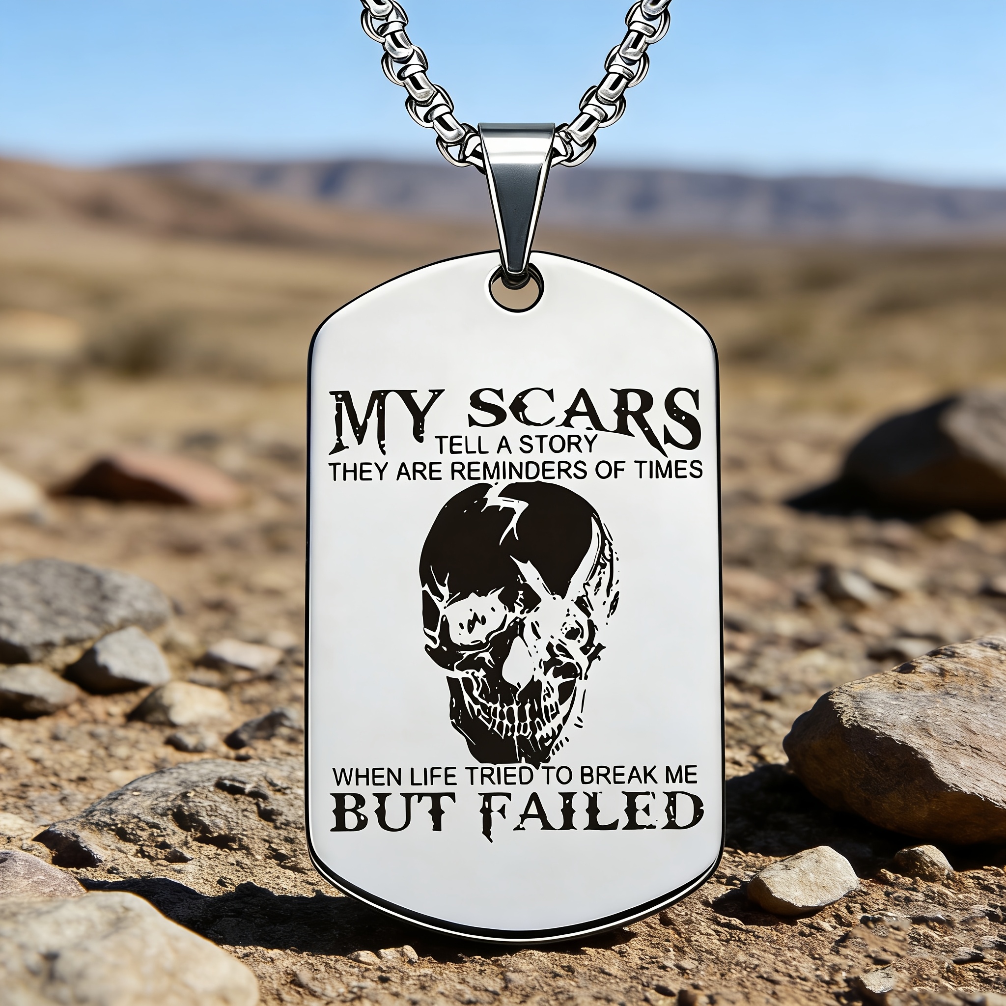 TEMU "my Scars Tell A Story" Inspirational And Tough Stainless Steel Pendant Necklace To Relatives Who Have Experienced Setbacks And Growth And