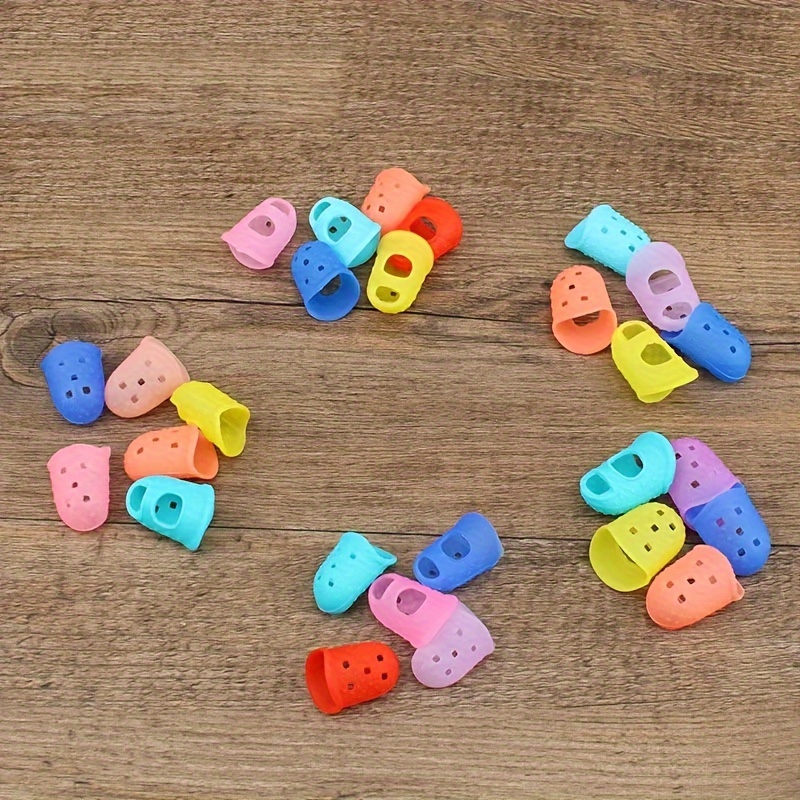 5pcs Breathable Silicone Thimbles - Multicolor, Protective Finger Sleeves for DIY Crafts & Sewing Accessories