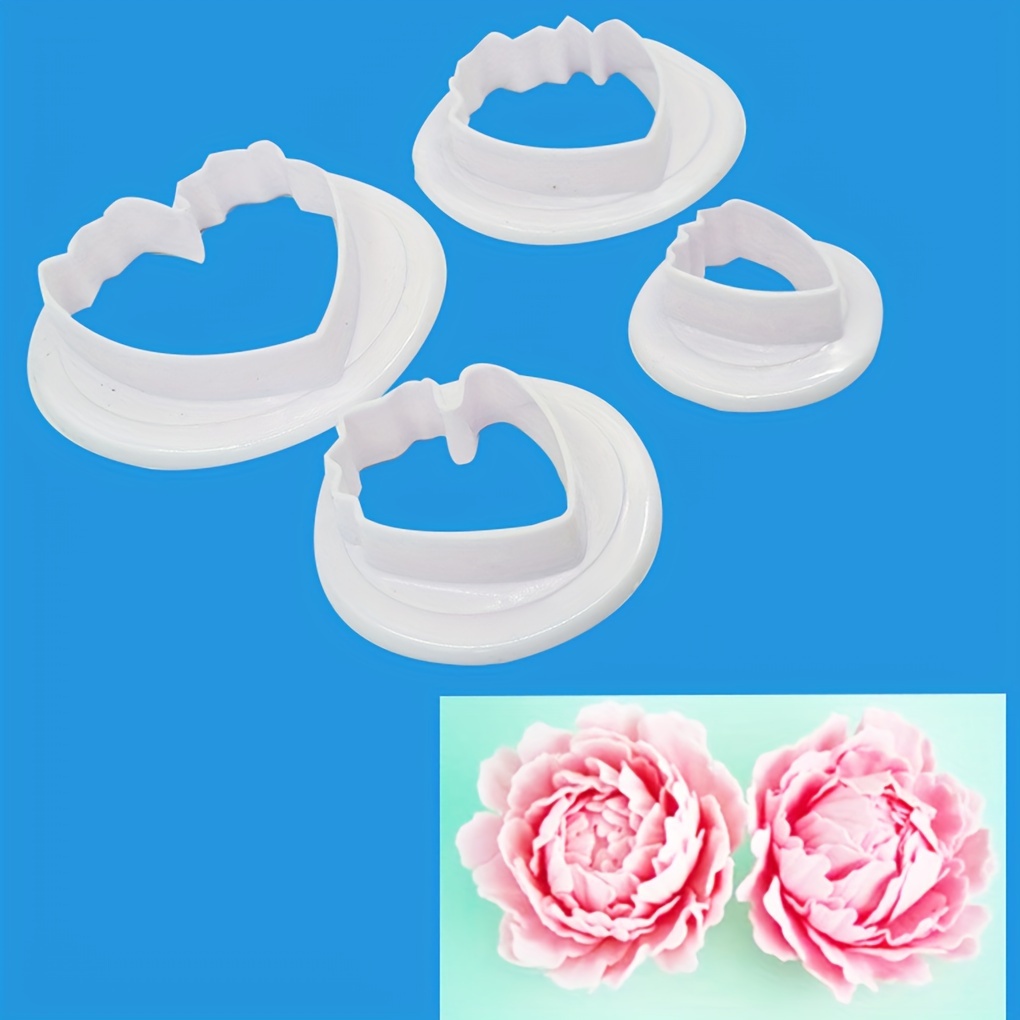 

4pcs, Peony Flower Fondant Cutters, Pastry Cutter, Biscuit Molds, Baking Tools, Kitchen Accessories