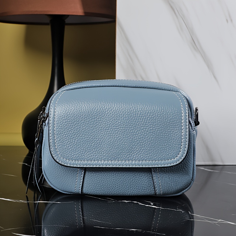 

Genuine Leather Crossbody Bag, Luxury Mini Shoulder Bag, Stylish Solid Color Purse For Women