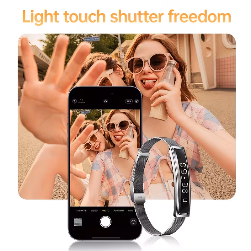 smart bracelet with multiple sports step count elegant stainless steel watch with to take a photo smartwatch lightweight and stylish compatible with cell phones valentines day gift for women Product details 3