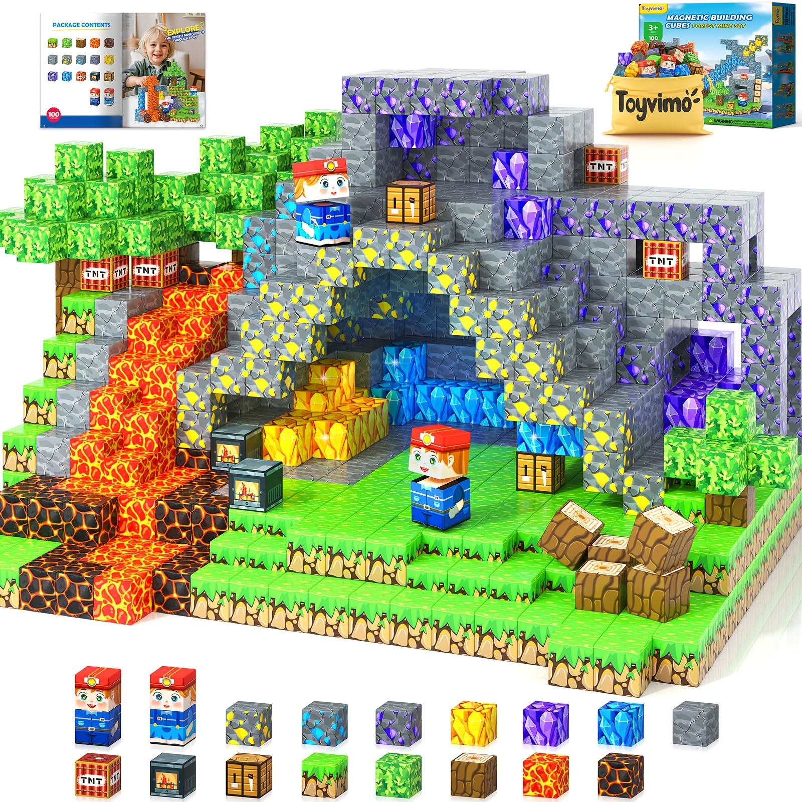 Magnetic Building Blocks Treasure Sword and Forest Castle Set