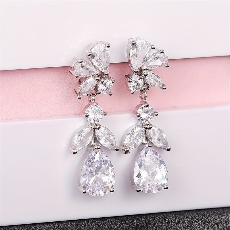TEMU Elegant And Versatile Banquet Evening Wear Earrings, Floral Series Luxury Earrings
