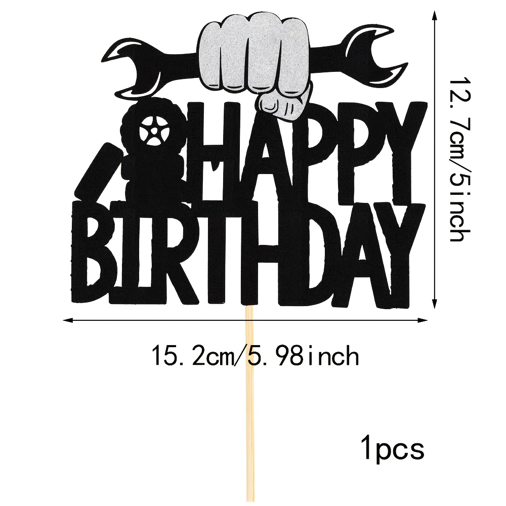 Image of Happy Birthday Cake Decoration - Car Enthusiast Happy Birthday Cake Topper - Automotive Mechanic Cake Decoration, Halloween, Christmas