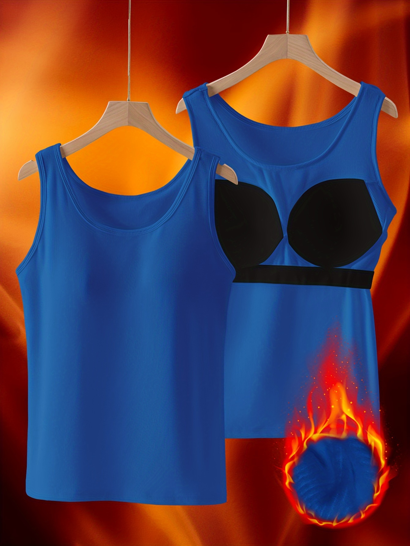 Women's Ribbed Tank Top with Built-in Bra Pads & 2-in-1 Vest Design - No Underwear Needed, Striped Pattern, Hand Wash Only for Workouts & Casual Wear, Casual, Clothing, Modern, Durable Fabric, Comfortable Fit, Clothing, Stylish, Soft Material, Women