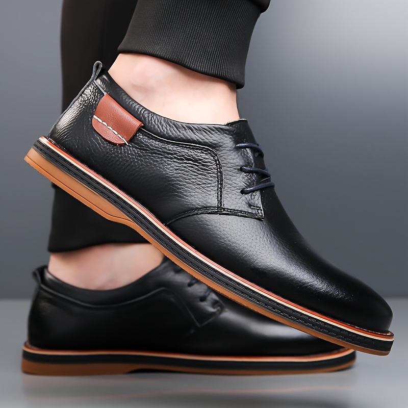 Men'S Genuine Cow Faux Leather Dress Shoes - Sleek Lace-Up Business Casual Footwear with Non-Slip Rubber Sole, Available in Navy Blue, Black, Olive Green, and Brown, All-Season Comfort, Faux Leather Lining, Perfect for Work, Parties, and Casual Attire, Versatile Dress Shoes | Sleek Shoe Design | Shoes