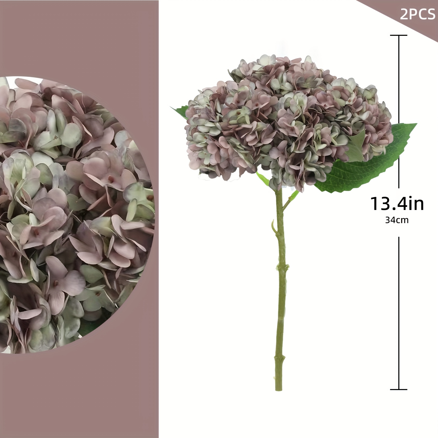 2pcss Set Of Faux, Green-purple Flower Artificial Hydrangea Bouquet Artificial Hydrangea Stems Suitable For Home Table Centerpiece Wedding Party Decoration (green-purple, 2pcss Set)