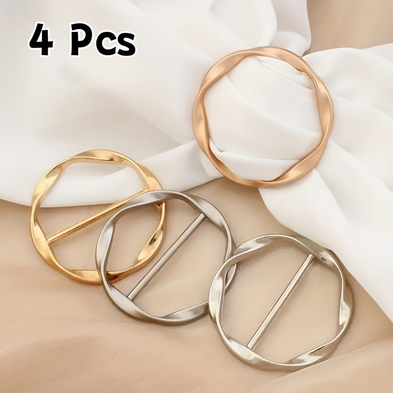 4pcs Multifunctional Metal Scarf & T-shirt Clips - Easy Knotting And Waist Accessory, Suitable For Sewing And Knitting